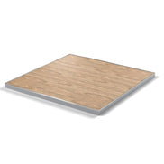 Plateau cadre inox Deauville carré 27 mm — décor Chêne Vendôme, cadre inox poli
