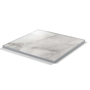 Plateau cadre inox Deauville carré 27 mm — décor Marbre Veneto, cadre inox poli