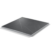 Plateau cadre inox Deauville carré 27 mm — décor Nero Grafite, cadre inox poli
