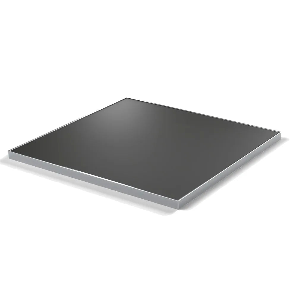 Plateau cadre inox Deauville carré 27 mm — décor Noir, cadre inox poli