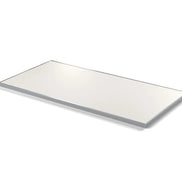 Plateau cadre inox Deauville rectangulaire 27 mm — décor Bianco Ghiaccio, cadre inox poli