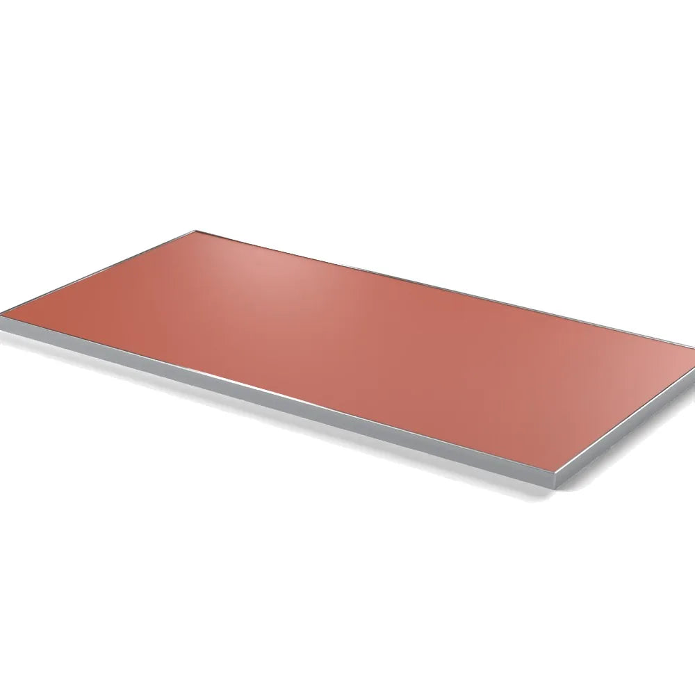 Plateau cadre inox Deauville rectangulaire 27 mm — décor Brique, cadre inox poli