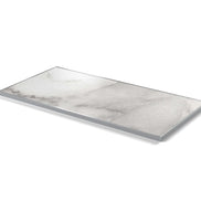 Plateau cadre inox Deauville rectangulaire 27 mm — décor Marbre Veneto, cadre inox poli