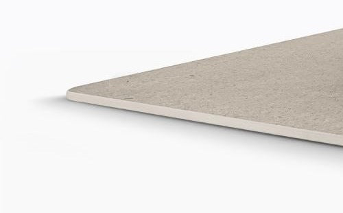 Plateau carré en grès cérame Ivory Dust, angle et chant 10 mm