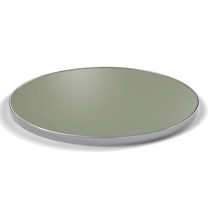 Plateau cerclage inox Deauville rond 27 mm — décor Agave, cerclage inox poli