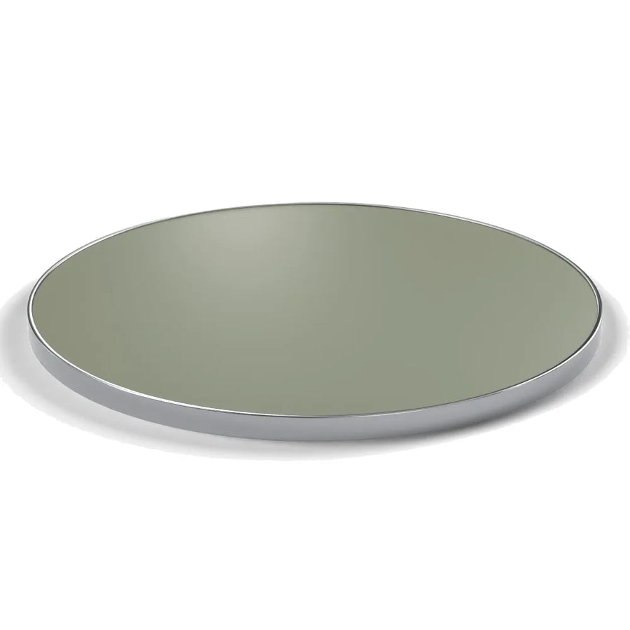 Plateau cerclage inox Deauville rond 27 mm — décor Agave, cerclage inox poli