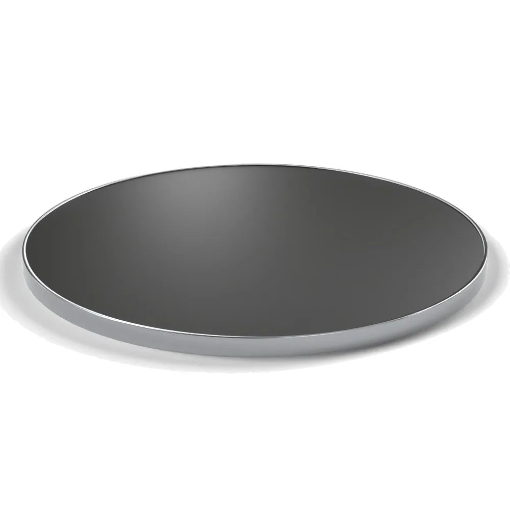 Plateau cerclage inox Deauville rond 27 mm — décor Noir, cerclage inox poli