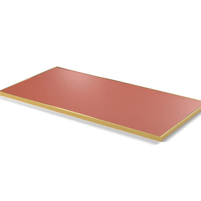 Plateau cadre laiton Riviera rectangulaire 27 mm — décor Brique, cadre laiton lisse