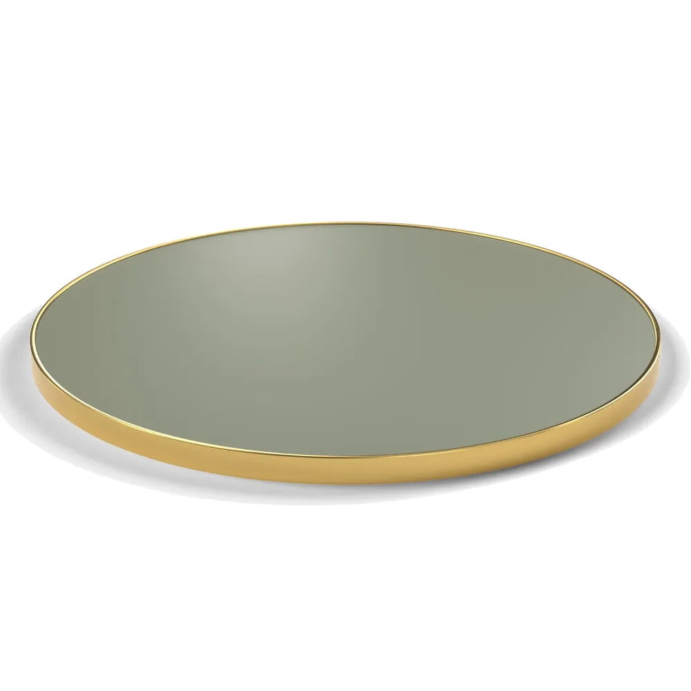 Plateau cerclage laiton Riviera rond 27 mm — décor Agave, cerclage laiton lisse