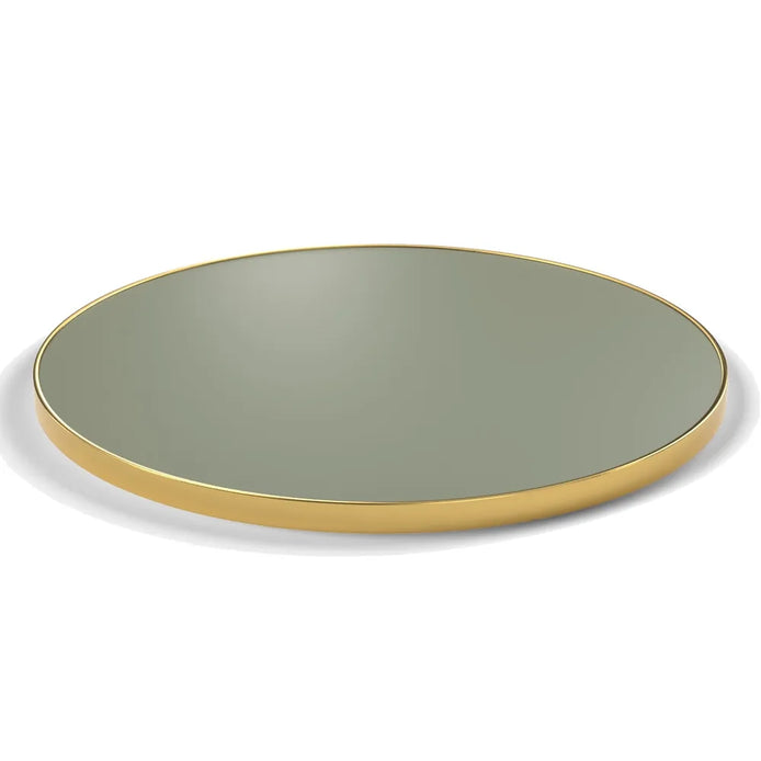 Plateau cerclage laiton Riviera rond 27 mm — décor Agave, cerclage laiton lisse
