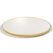 Plateau cerclage laiton Riviera rond 27 mm — décor Bianco Ghiaccio, cerclage laiton lisse