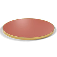 Plateau cerclage laiton Riviera rond 27 mm — décor Brique, cerclage laiton lisse