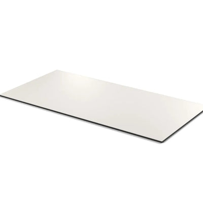 Plateau compact Mistral rectangulaire 10 mm — décor Blanc Megève, compact HPL tranche noire