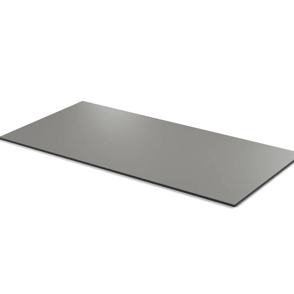 Plateau compact Mistral rectangulaire 10 mm — décor Gris Cendré, compact HPL tranche noire