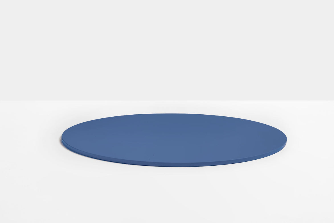 Plateau de table rond en acier Pedrali — coloris Bleu BL300E