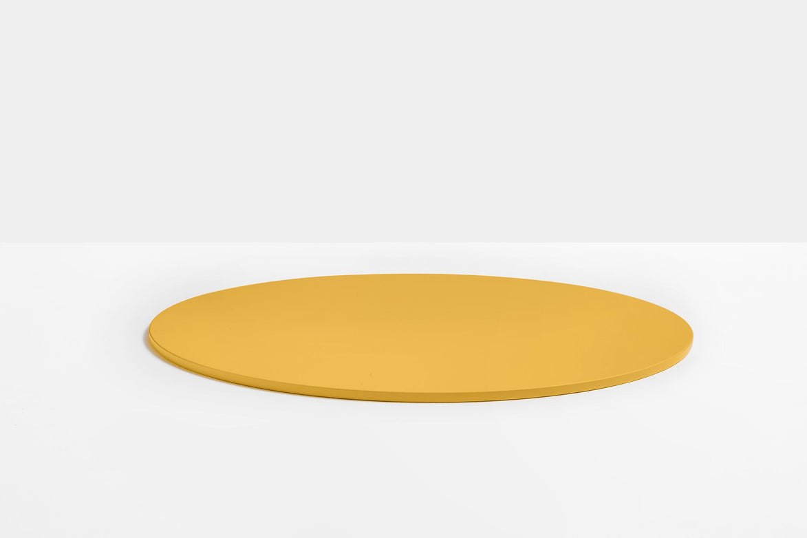 Plateau de table rond en acier Pedrali — coloris Jaune moutarde GI100E