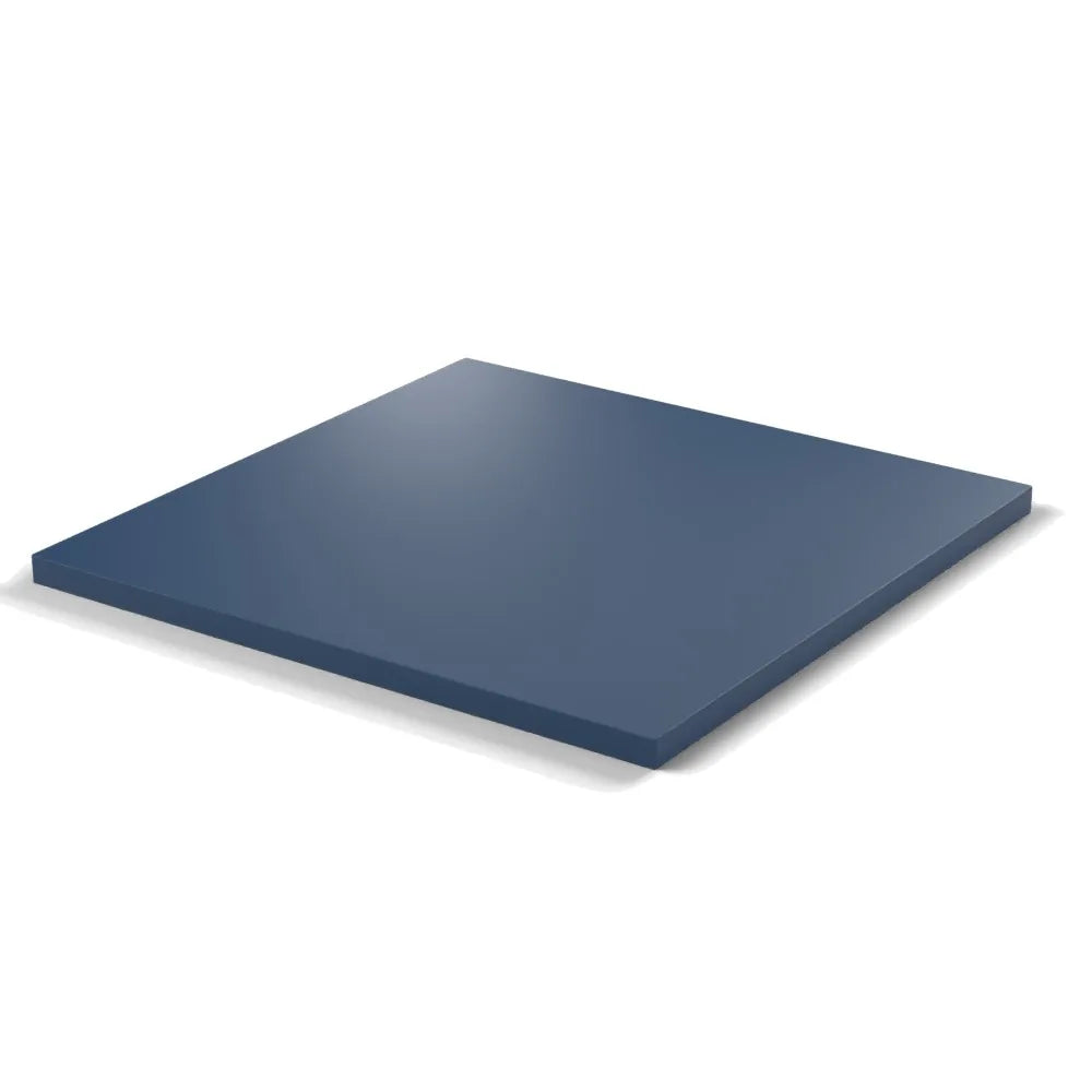 Plateau stratifié Atelier carré 28 mm — décor Bleu Velvet, chant ton sur ton