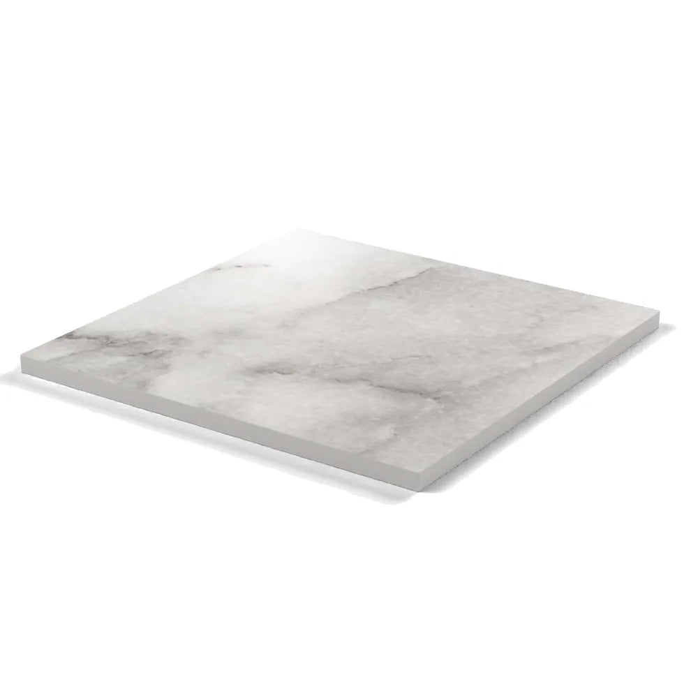 Plateau stratifié Atelier carré 28 mm — décor Marbre Veneto, chant ton sur ton