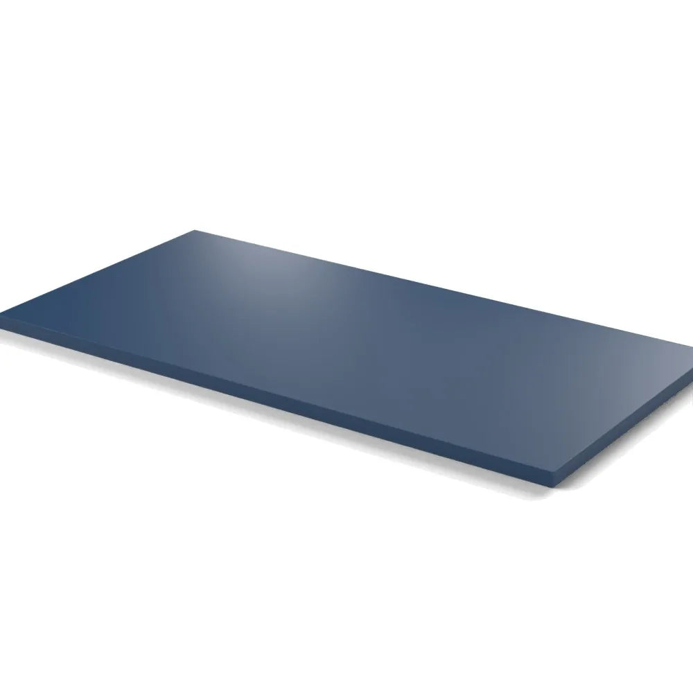 Plateau stratifié Atelier rectangulaire 28 mm — décor Bleu Velvet, chant ton sur ton