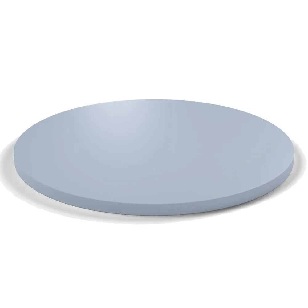 Plateau stratifié Atelier rond 28 mm — décor Bleu Oslo, chant ton sur ton