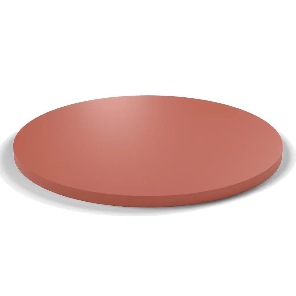 Plateau stratifié Atelier rond 28 mm — décor Brique, chant ton sur ton