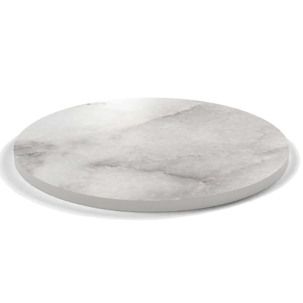 Plateau stratifié Atelier rond 28 mm — décor Marbre Veneto, chant ton sur ton