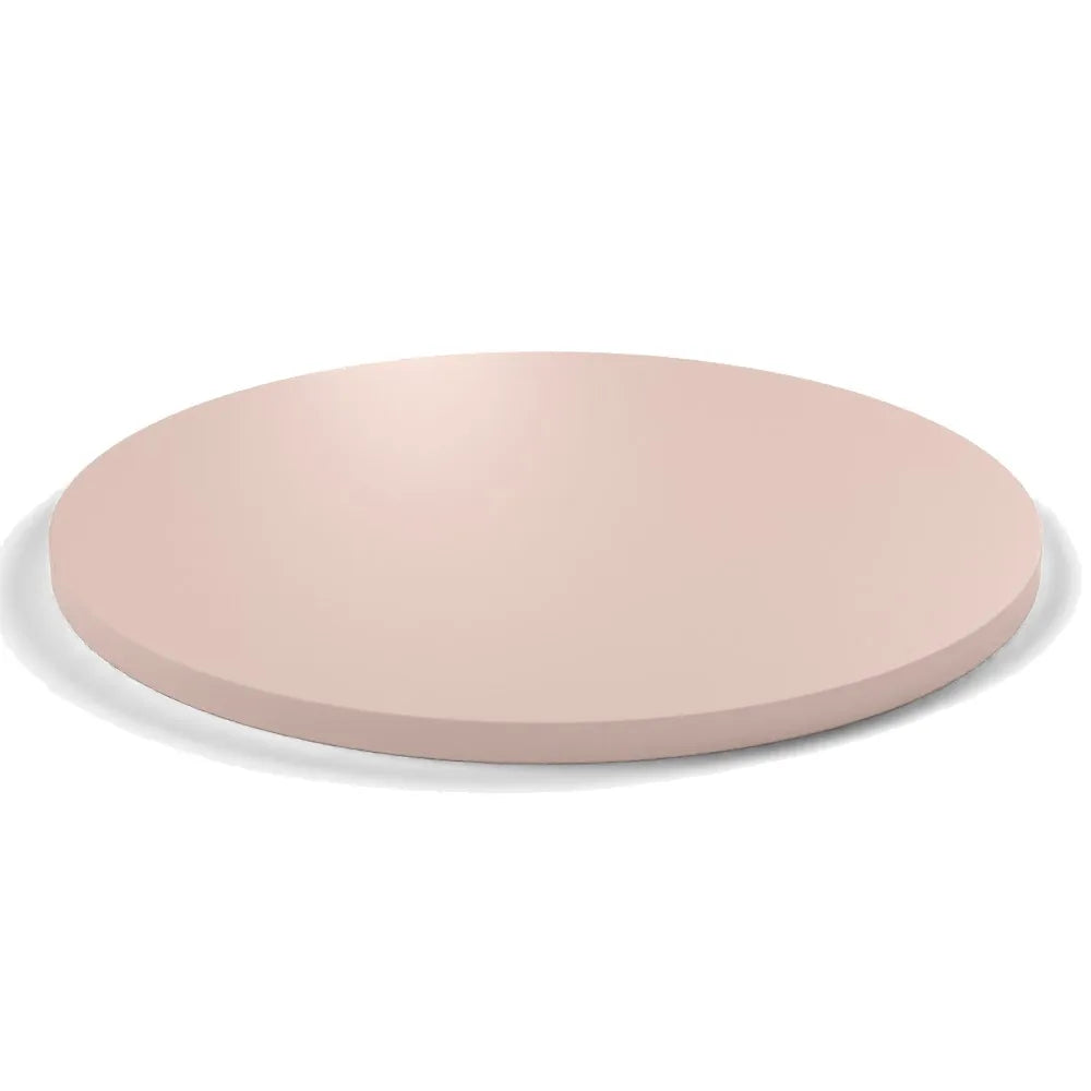 Plateau stratifié Atelier rond 28 mm — décor Rose Givré, chant ton sur ton