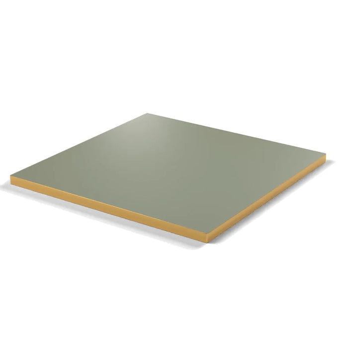 Plateau stratifié Brasserie carré 28 mm — décor Agave, chant PVC effet laiton