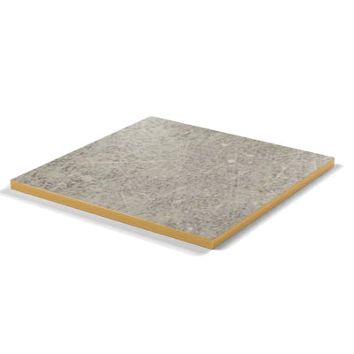 Plateau stratifié Brasserie carré 28 mm — décor Béton Griffé, chant PVC effet laiton