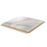Plateau stratifié Brasserie carré 28 mm — décor Marbre Veneto, chant PVC effet laiton