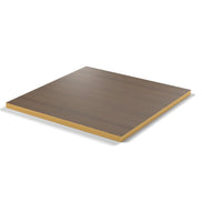 Plateau stratifié Brasserie carré 28 mm — décor Noisetier Brun, chant PVC effet laiton