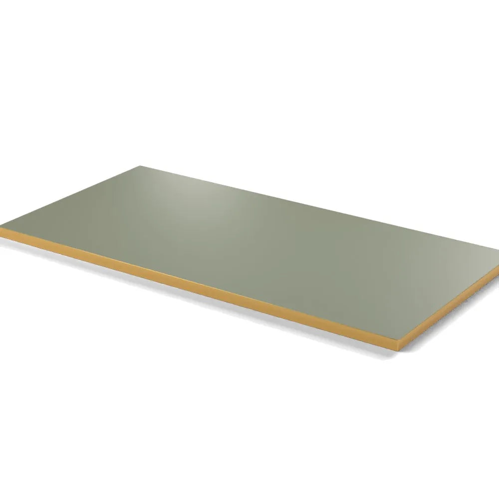Plateau stratifié Brasserie rectangulaire 28 mm — décor Agave, chant PVC effet laiton