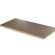 Plateau stratifié Brasserie rectangulaire 28 mm — décor Noisetier Brun, chant PVC effet laiton