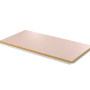 Plateau stratifié Brasserie rectangulaire 28 mm — décor Rose Givré, chant PVC effet laiton