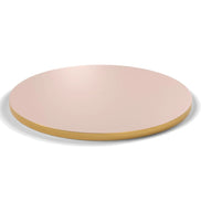 Plateau stratifié Brasserie rond 28 mm — décor Rose Givré, chant PVC effet laiton