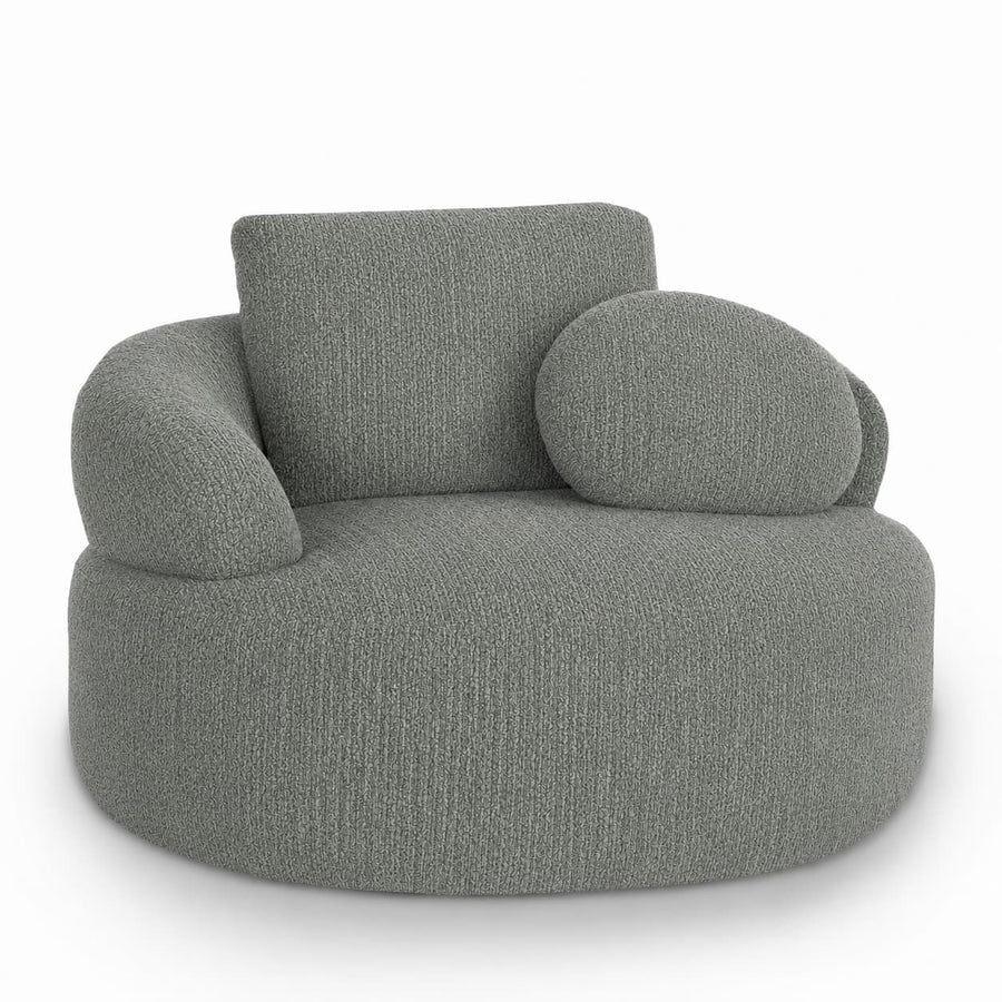 Chauffeuse Plume — chauffeuse d'accueil à accoudoirs arrondis en tissu bouclé