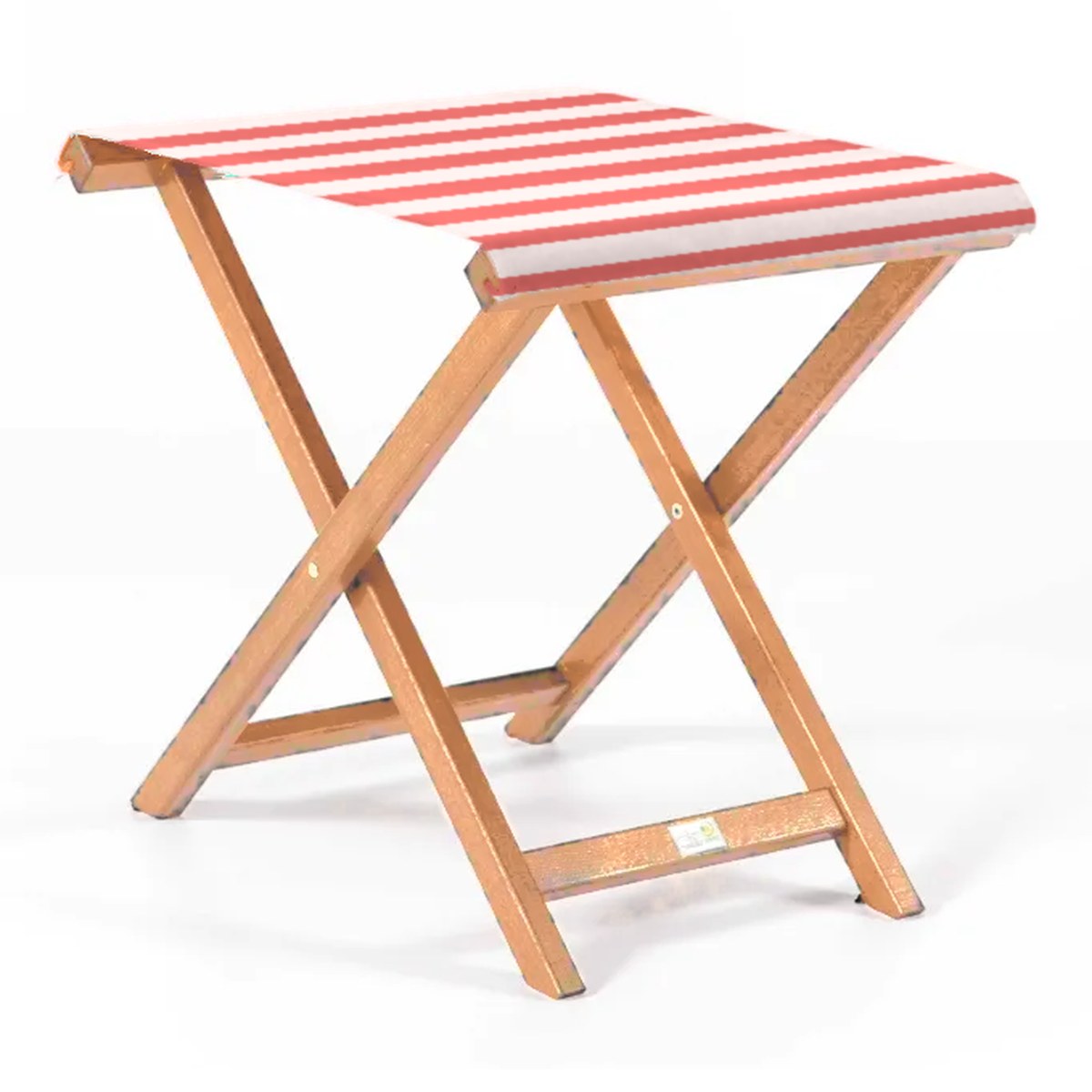 Repose-pieds Biarritz — huile de lin, toile Rayé blanc rouge 028