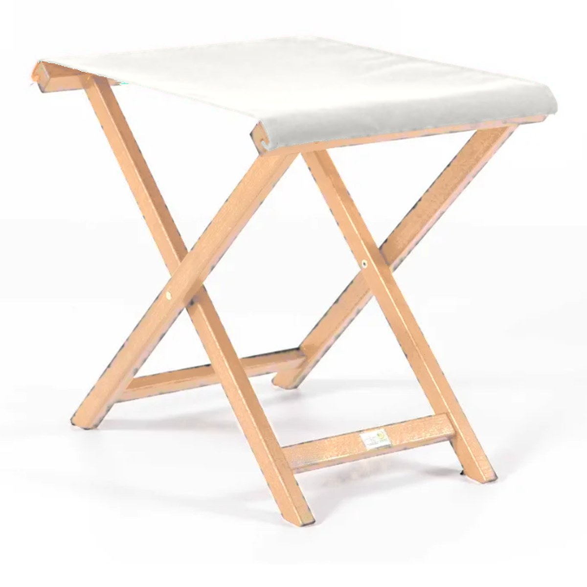 Repose-pieds Biarritz — vernis naturel, toile Blanc 001