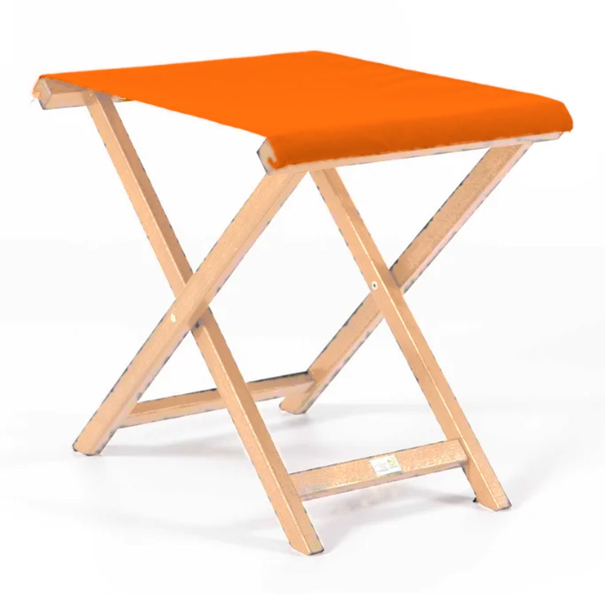 Repose-pieds Biarritz — vernis naturel, toile Orange 004
