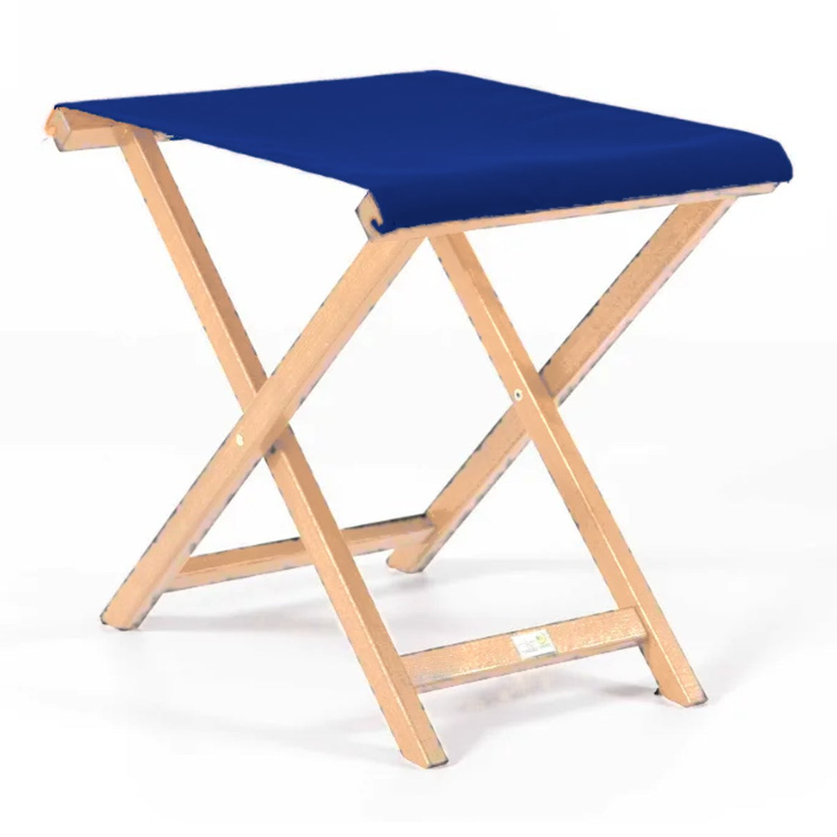Repose-pieds Biarritz — vernis naturel, toile Bleu roi 007