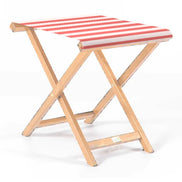 Repose-pieds Biarritz — vernis naturel, toile Rayé blanc rouge 028