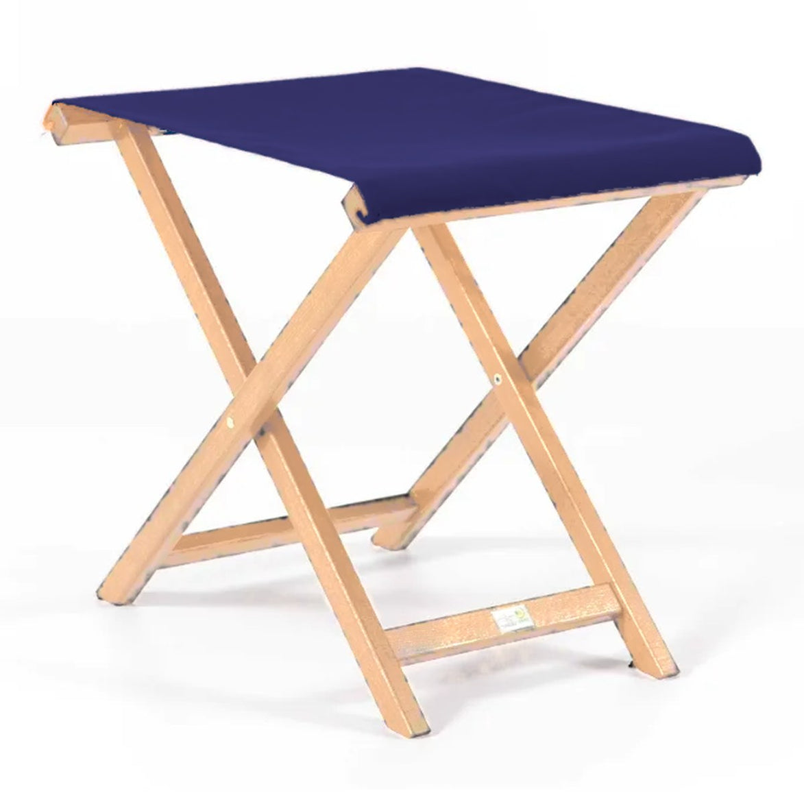 Repose-pieds Biarritz — vernis naturel, toile Bleu nuit 063