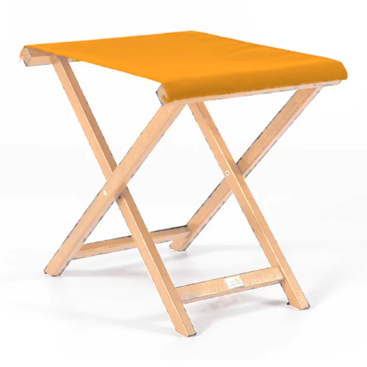 Repose-pieds Biarritz — vernis naturel, toile Mandarine 066