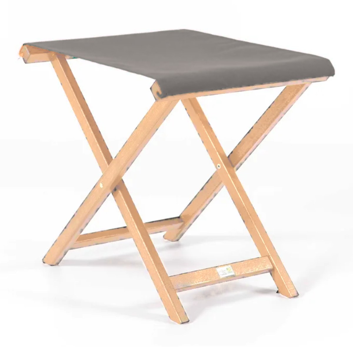 Repose-pieds Biarritz — vernis naturel, toile Gris clair 067