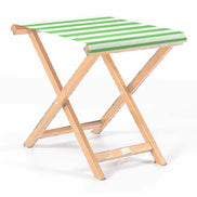 Repose-pieds Biarritz — vernis naturel, toile Rayé blanc vert 569