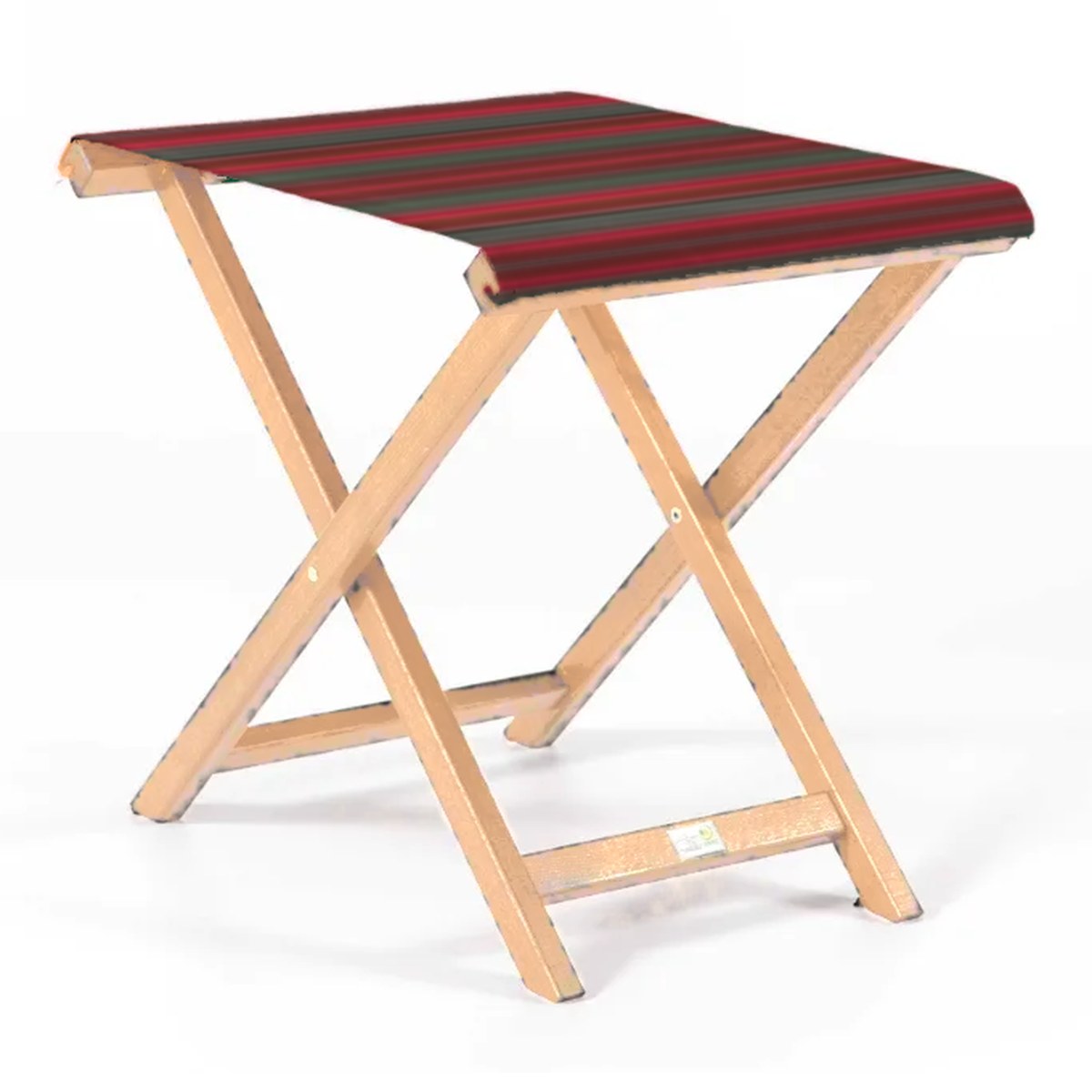 Repose-pieds Biarritz — vernis naturel, toile Rayé multicolore rouge 662