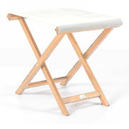 Repose-pieds Biarritz — vernis naturel, toile Screen blanc