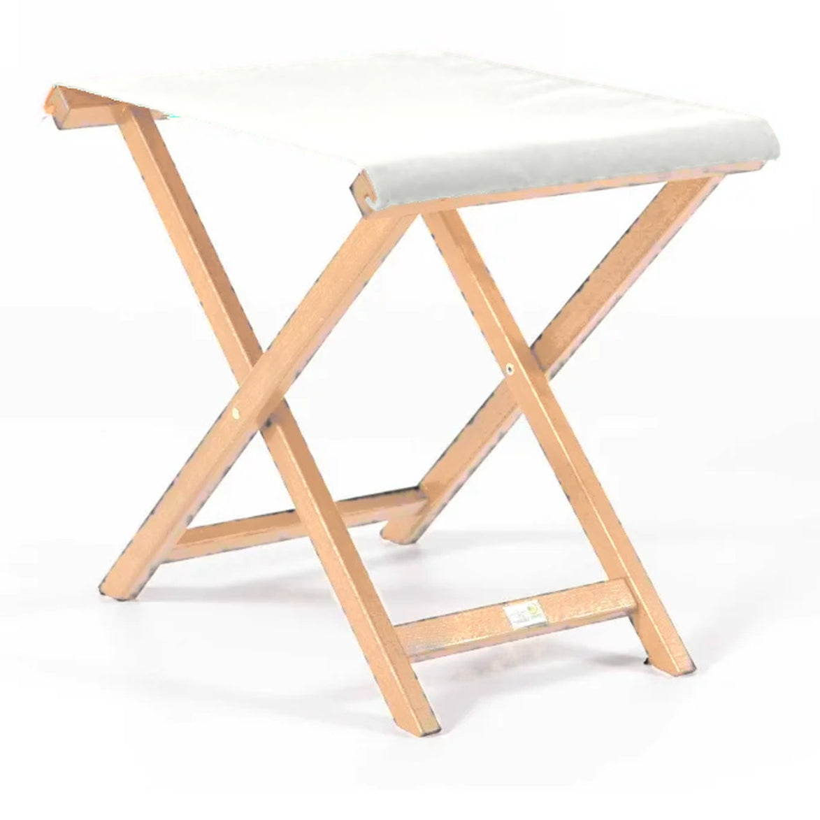 Repose-pieds Biarritz — vernis naturel, toile Screen blanc