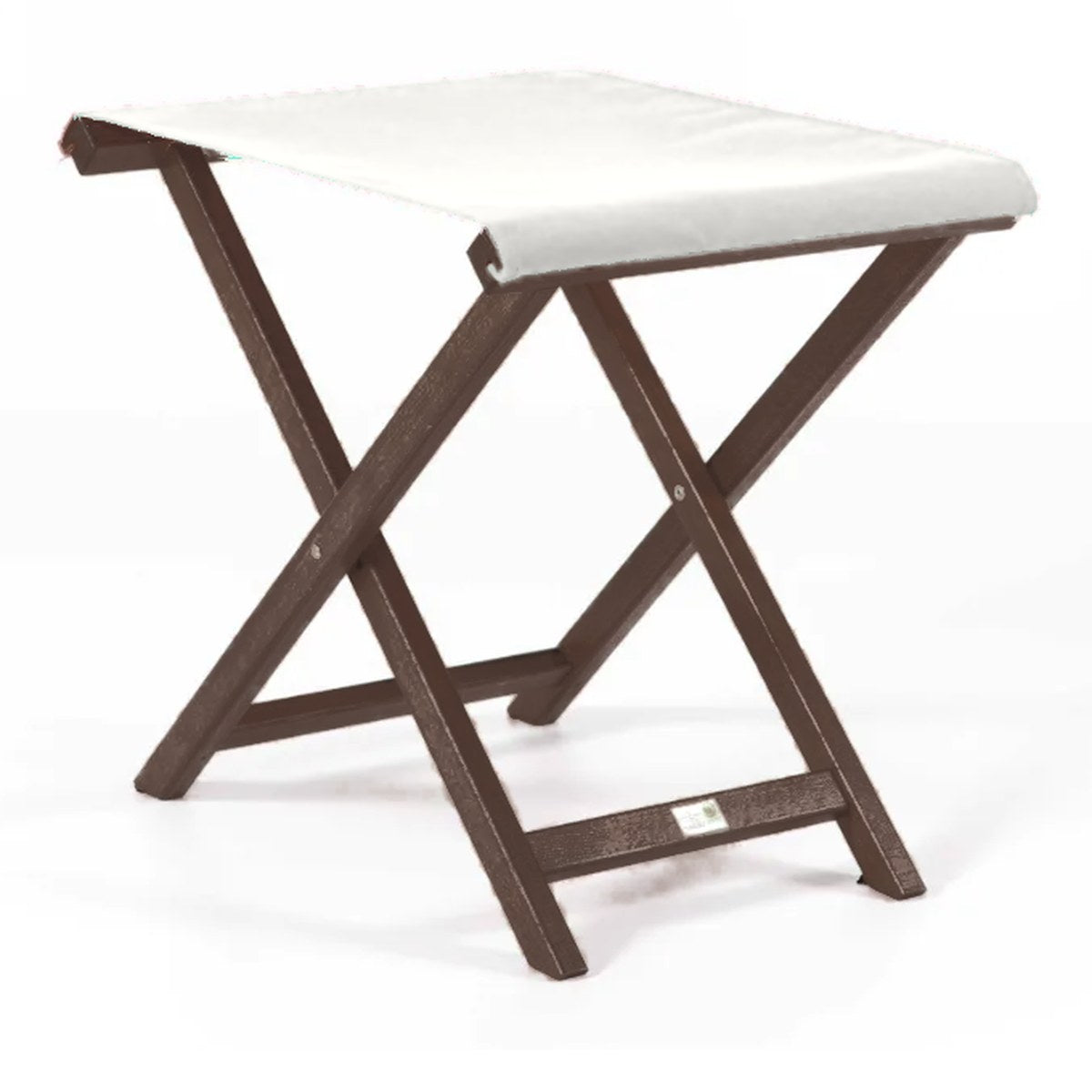 Repose-pieds Biarritz — vernis noyer, toile Blanc 001