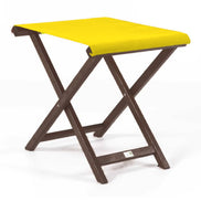 Repose-pieds Biarritz — vernis noyer, toile Jaune 003